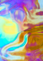 Iridescent holographic Wave Pattern background. 3d render.