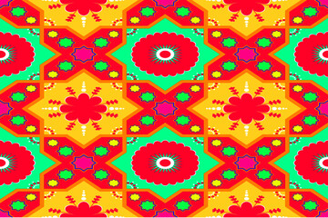 geometric ethnic pattern seamless design for background, wallpaper, carpet, mandalas, clothing, wrapping, sarong, table cloth, shape, native, motif,  fabric, tribal, traditional