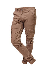 Male cargo pants or trousers isolated on white background.