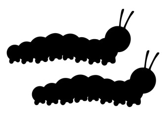 Insect caterpillars in the set. Vector image.