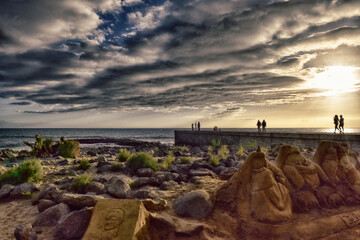 sunset over the beach