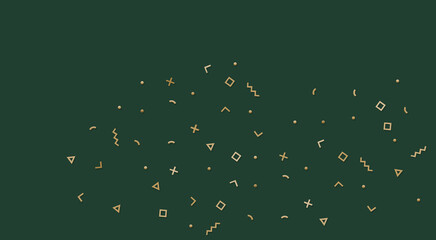 3d render illustration of geometric shapes. A pattern of abstract game, geometric shapes. The figure of pluses, balls, squares, triangles, arrows. Green background.