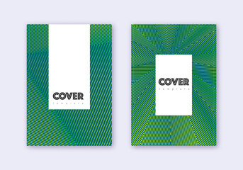 Hipster cover design template set. Green abstract