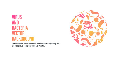 Flipped page template illustration with viruses. Health, science and medicine concept background design.
