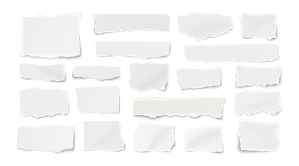 Vector set of different shapes ripped paper tears isolated on white background - 442923558