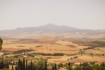 Incredible view of the Tuscan countryside during the summer season