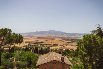 Incredible view of the Tuscan countryside during the summer season