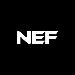 NEF letter logo design with black background in illustrator, vector logo modern alphabet font overlap style. calligraphy designs for logo, Poster, Invitation, etc.