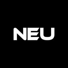 NEU letter logo design with black background in illustrator, vector logo modern alphabet font overlap style. calligraphy designs for logo, Poster, Invitation, etc.