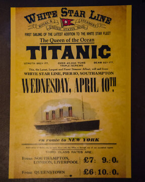 Klaipeda, Lithuania - Juny 24, 2021: tickets for the Titanic  on display at the See Museum in Klaipeda, Lithuania.