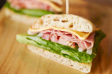 sandwich with ham and vegetables