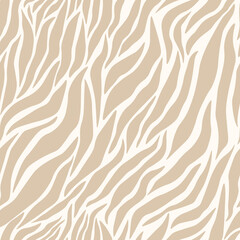 Zebra seamless pattern. Abstract Safari background in beige colors. Trendy vector illustration of tiger stripes print for textile, carpet, wrapping © Володимир Захаров