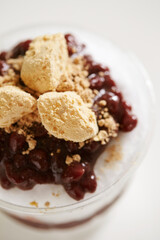 Rice cake topping on red bean bingsu