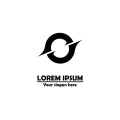 lorem ipsum circle monochrome logo slashed in the middle