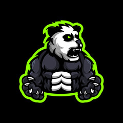 Panda mascot logo design vector with modern illustration concept style for badge, emblem and t-shirt printing. Muscular Panda suitable mascot for sport, team and gaming
