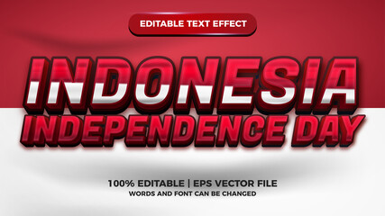 Indonesia Merdeka red and white flag editable text style effect illustrator. vector design template