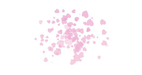 Pale pink hearts gently expolding on a white background