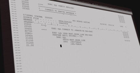 Obraz premium Image of data processing on grey computer screen