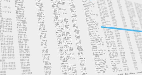 Obraz premium Image of data processing on white and blue computer screen