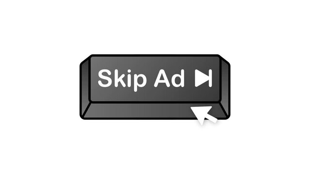 Skip advertisement web icon isolated on the white background. Motion graphics.