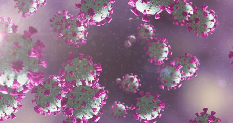 Image of macro Coronavirus Covid-19 cells floating in a vein. 4k