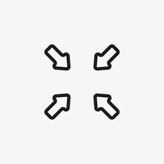 Minimize display screen vector icon. Line Compress symbol.