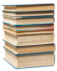 stacked old book isolated on white background