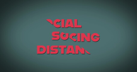 Social distancing slicing diagonally against grey background