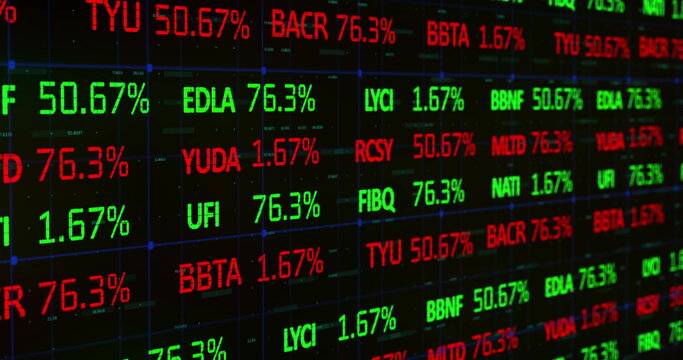 Stock market data processing against black background