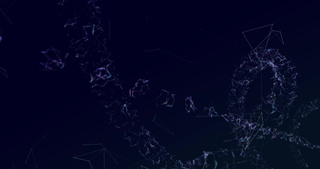 Image of triangle forming others forms on blue background