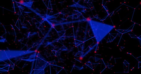 Blue geometrical shapes against black background