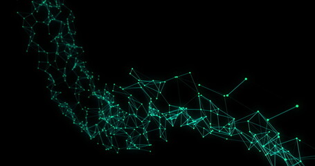 Network of connections against black background