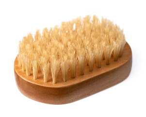 one boar bristles brush isolated on white background