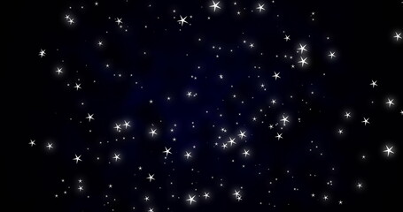 Image of glowing spots of light twinkling and moving in hypnotic motion on night sky in backgrou