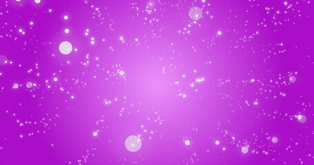 Fototapeta premium Image of glowing white spots of light moving in hypnotic motion on pink background