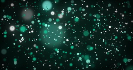 Obraz premium Image of glowing green spots of light moving in hypnotic motion on green background