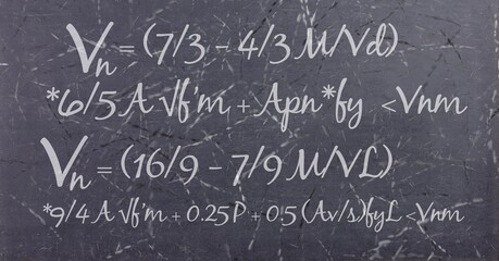 Obraz premium Composition of mathematical equations over black chalkboard