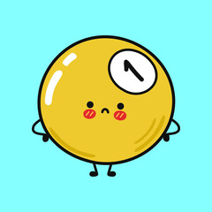 Obraz premium Cute sad billiard ball character. Vector hand drawn cartoon kawaii character illustration icon. Isolated on white background. Billiard ball character concept 