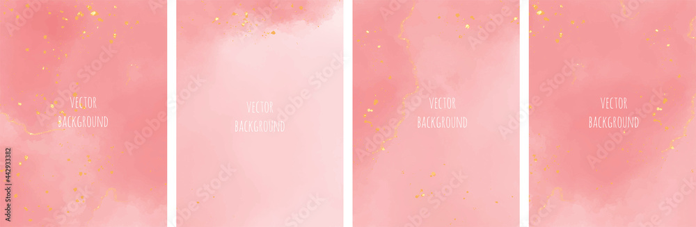 Wall mural set of vector watercolour universal backgrounds with glitter and copy space for text