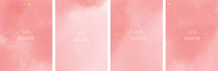 Set of vector watercolour universal backgrounds with glitter and copy space for text