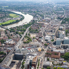 Fototapeta premium London and The River Thames from the air June 2021, Including Hammersmith Bridge