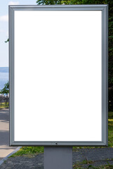 Advertising street blank billboard with white background for ads, images, text.