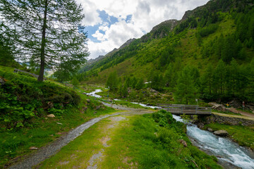 alpin scenery with a river near Ischgl
