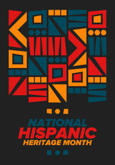 National Hispanic Heritage Month in September and October. Hispanic and Latino Americans culture. Celebrate annual in United States. Poster, card, banner and background. Vector illustration