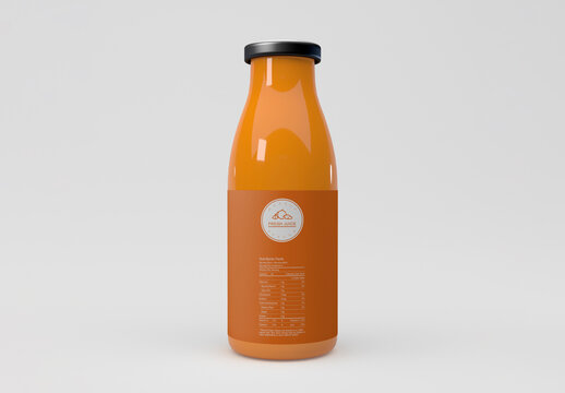 Front View of Glossy Juice Bottle Mockup