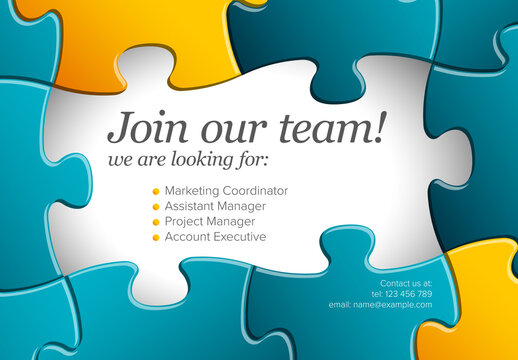 We Are Hiring Minimalistic Puzzle Flyer Layout