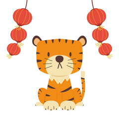 Tiger cartoon vector. Tiger character design on white background.