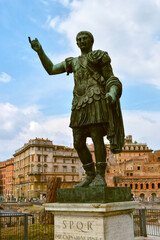 Fototapeta na wymiar Bronze statue of the Roman Emperor Trajan
