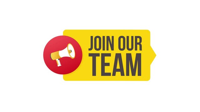 Megaphone Hand, business concept with text join our team. Motion graphics.