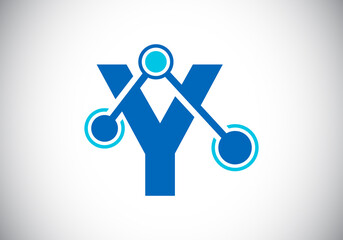 Initial letter Y with technology logo sign symbol. Suitable for technology, Internet, and data related business
